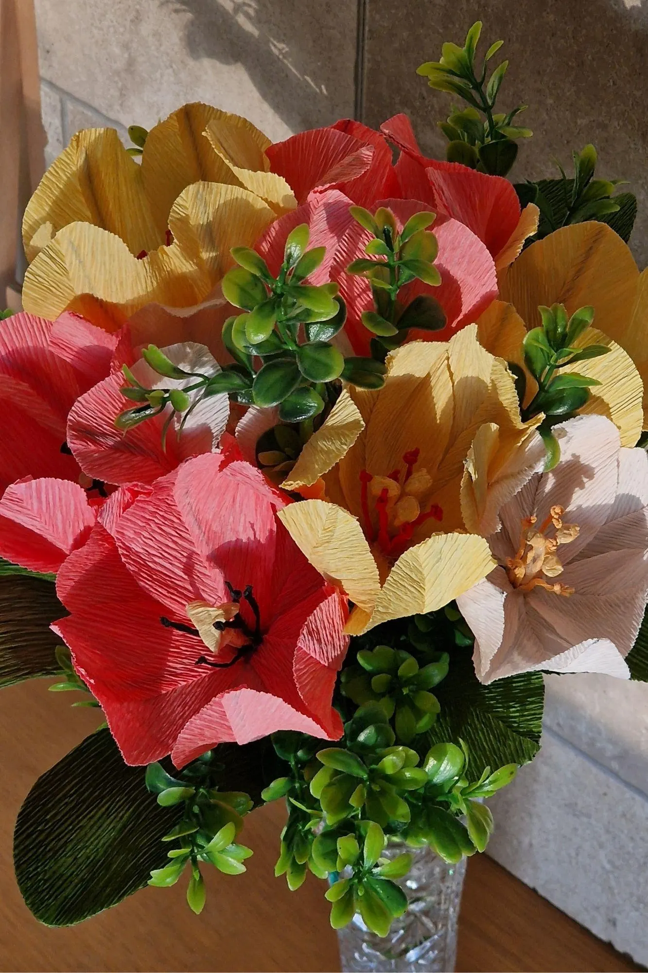 handmade tulip bridal bouquet in orange peach and yellow