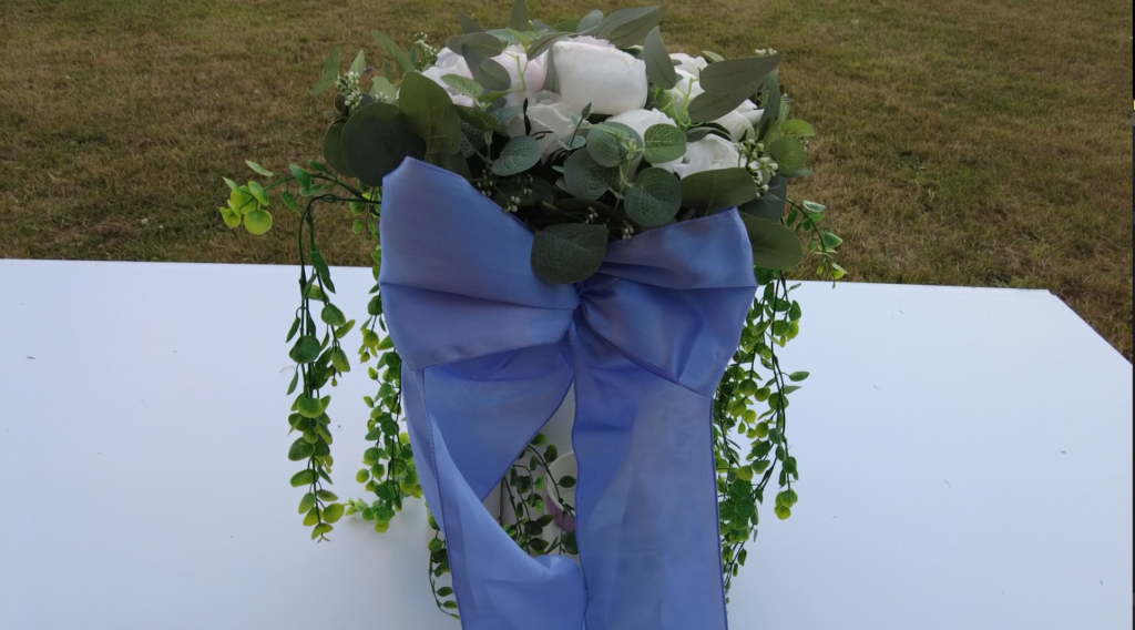 Handmade White & Blush Floral Arrangement with Stand