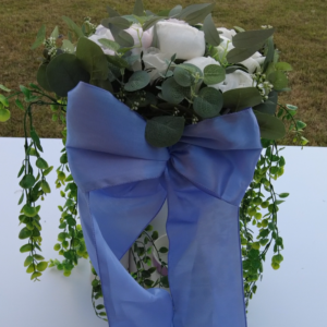 Handmade White & Blush Floral Arrangement with Stand