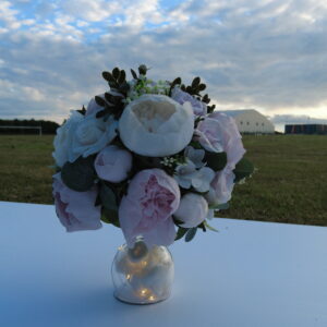 Handmade Crepe Paper Peony Bouquet with LED Glass Vase