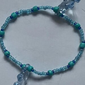 Handmade Turquoise & Blue Beaded Bracelet with Teddy Bear Charms