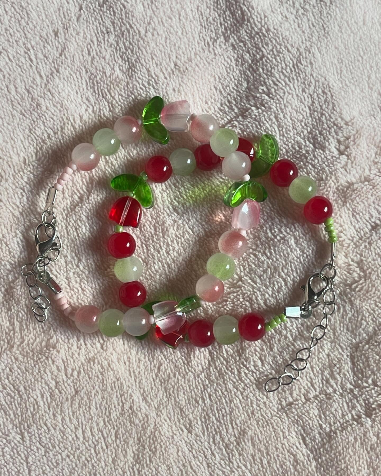 Flower Bracelet Duo Set – Pink & Green + Red & Green - Image 2
