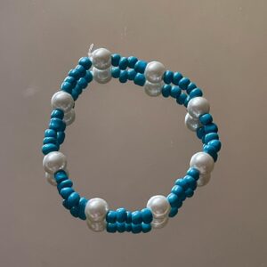 Blue & Pearl Beaded Bracelet