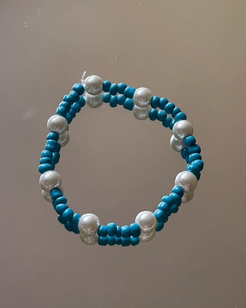 Blue & Pearl Beaded Bracelet