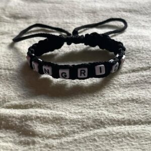 Personalised Name Bracelet – Handmade Black & White Beaded Bracelet