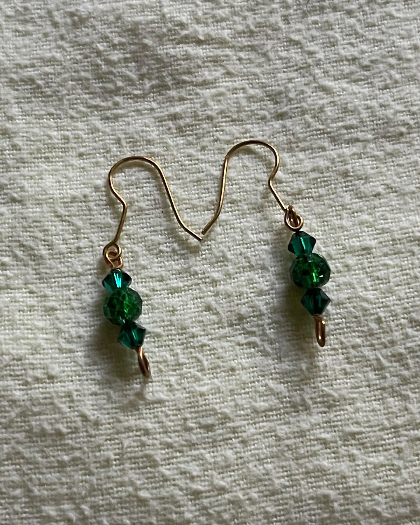 Emerald Green Crystal Drop Earrings - Image 2