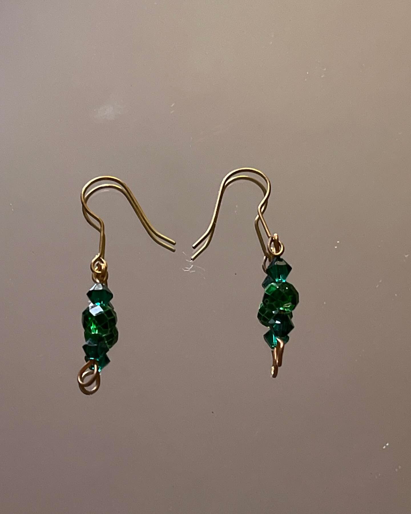 Emerald Green Crystal Drop Earrings