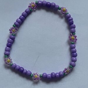 Lavender Daisy Handmade Beaded Bracelet