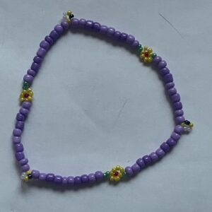 Purple Daisy Handmade Beaded Bracelet