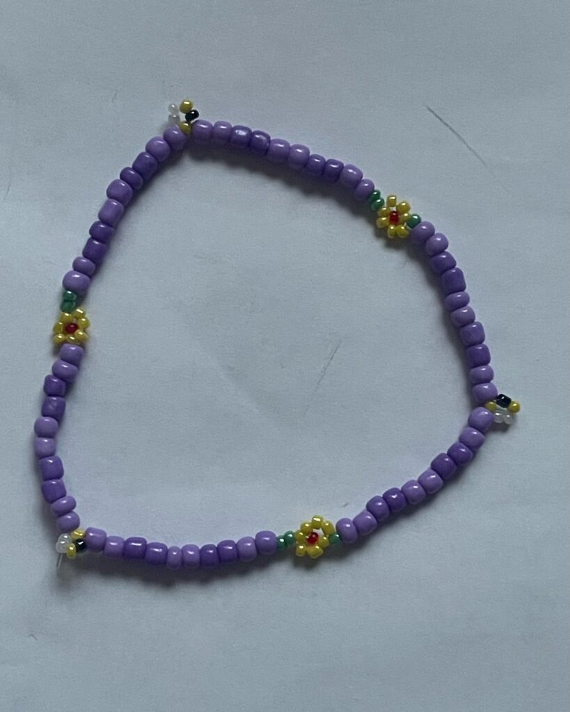 Purple Daisy Handmade Beaded Bracelet