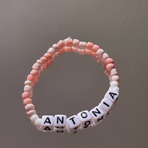Pastel Pink & White Handmade Beaded Bracelet