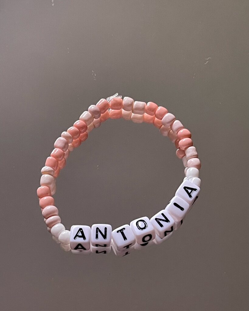 Pastel Pink & White Handmade Beaded Bracelet