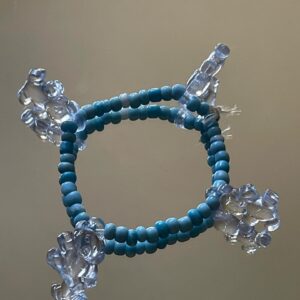 Blue Teddy Bear Beaded Bracelet