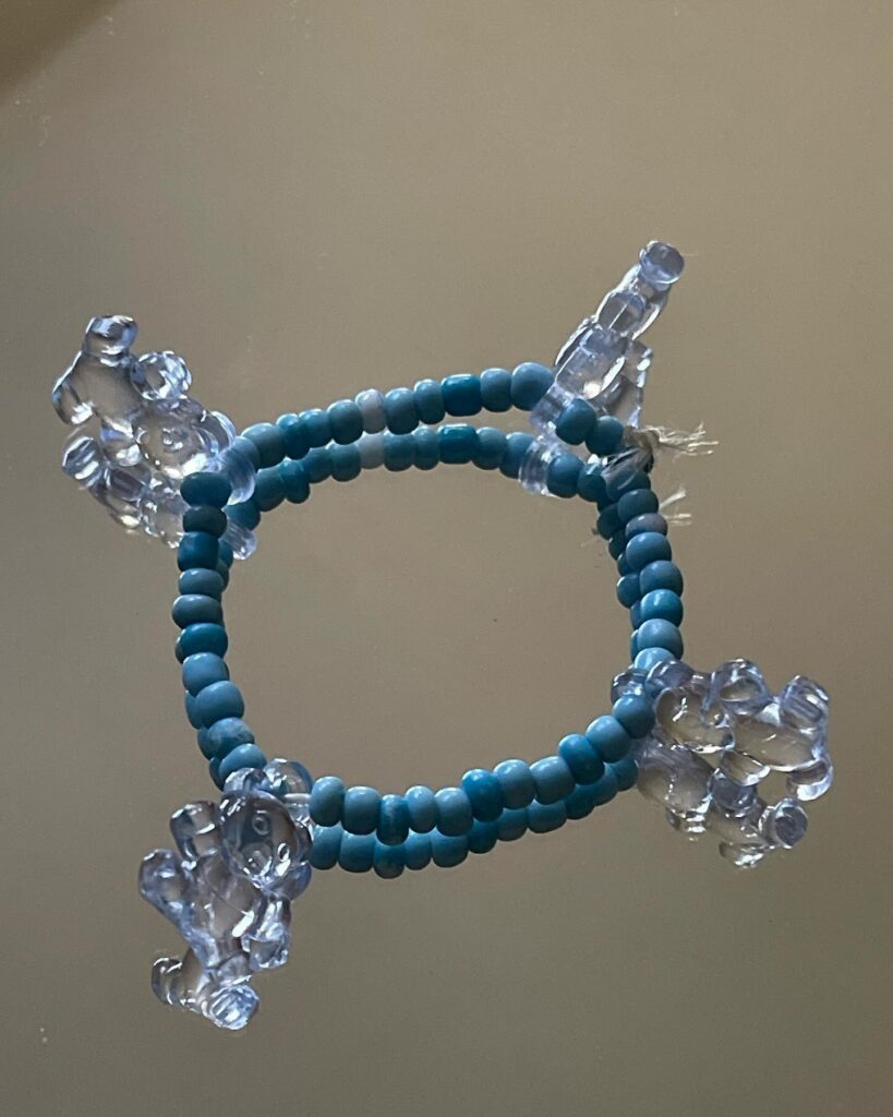 Blue Teddy Bear Beaded Bracelet