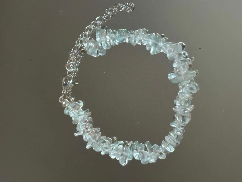 Clear Light Blue Natural Stone Chip Bracelet