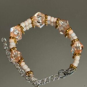 Ivory & Champagne Crystal Bracelet – Handmade Elegant Jewellery