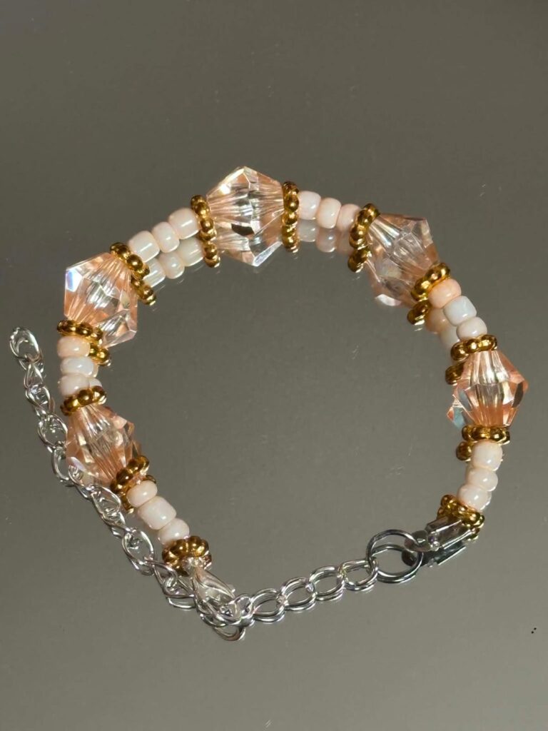 Ivory & Champagne Crystal Bracelet – Handmade Elegant Jewellery