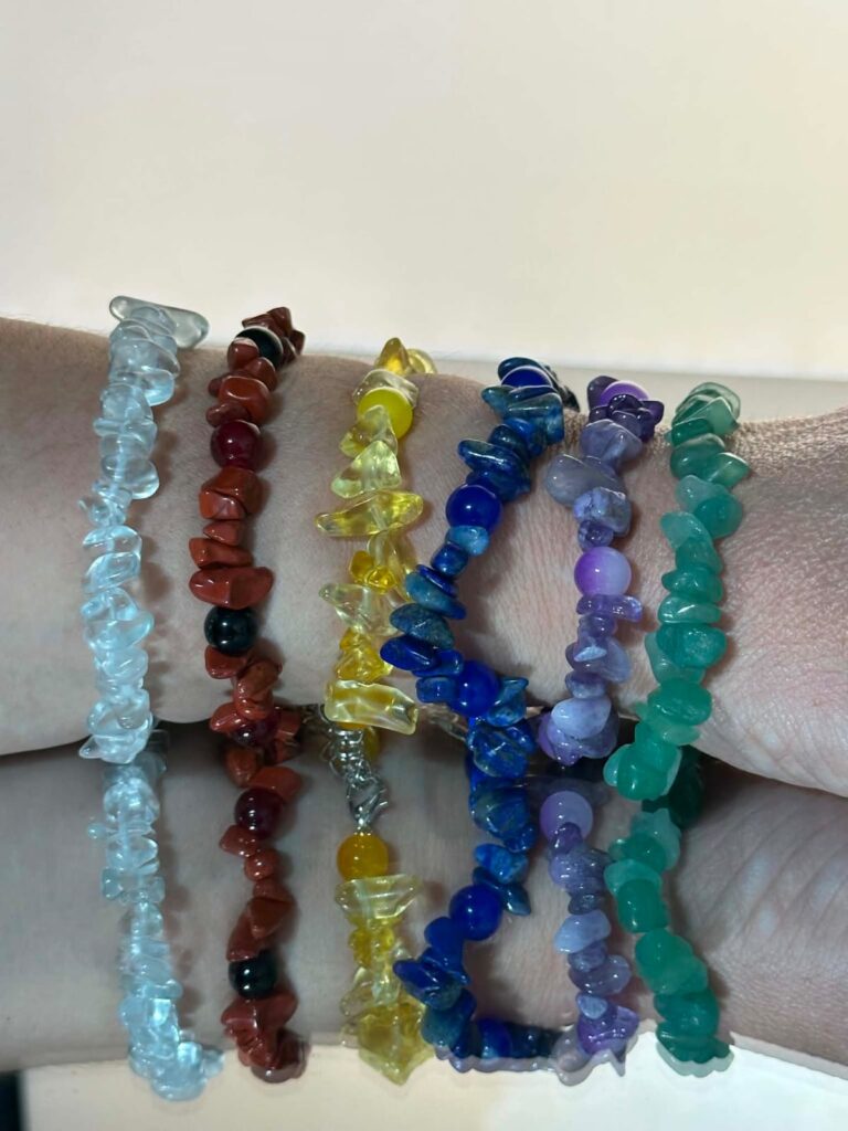 Natural 7 Chakra Stone Chip Bracelet Set – 6 Colours