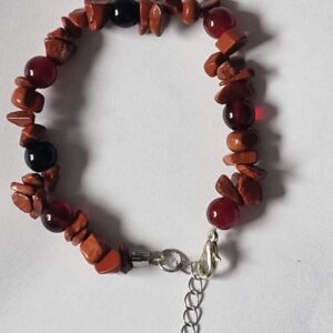Red & Brown Natural Stone Chip Bracelet