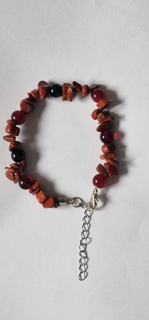 Red & Brown Natural Stone Chip Bracelet