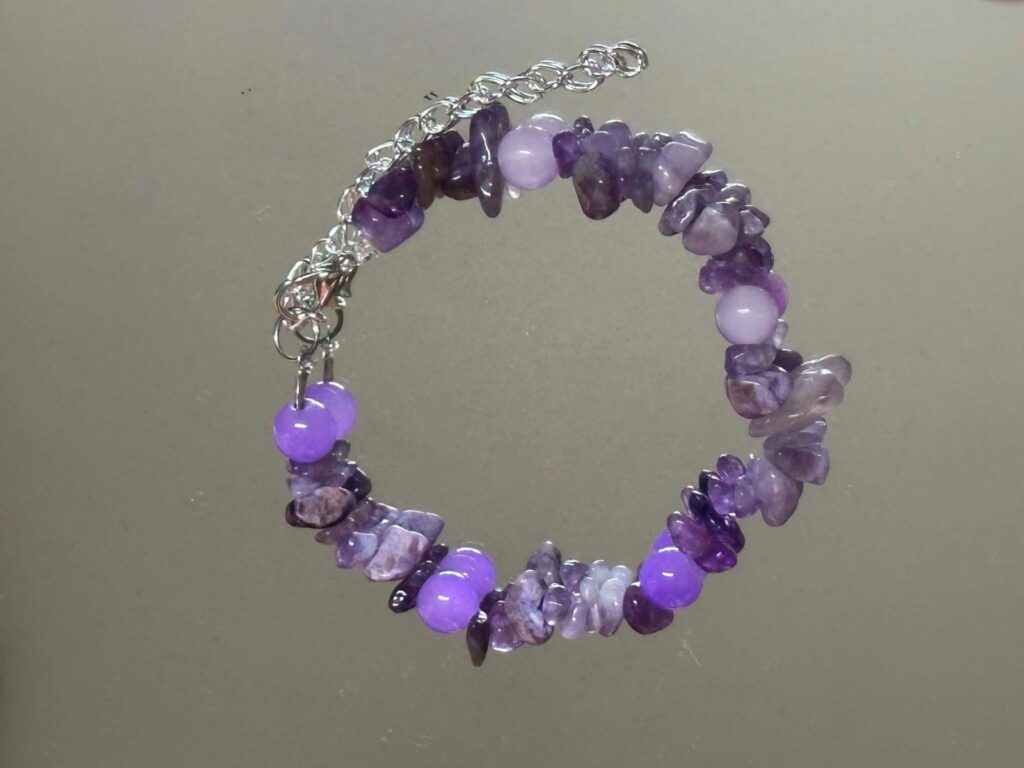 Purple Natural Stone Chip Bracelet